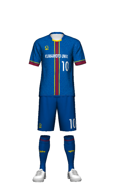 熊本大学フットサル部 FP HOME 半袖ユニフォームの3Dシミュレーション画像