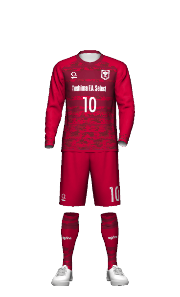 豊島区サッカー協会 GK AWAY 長袖ユニフォームの3Dシミュレーション画像